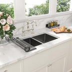 Sarlai 33 Inch Black Undermount 50/50 Double bowl Stainless Steel Kitchen Sink with Accessories