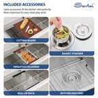 Sarlai 33in Drop In Single Bowl Stainless Steel Workstation Kitchen Sink