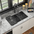 Sarlai 33'' Double Bowl Stainless Steel Gunmetal Black Kitchen Sink