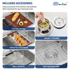 Sarlai 36in Drop In Single Bowl Stainless Steel Workstation Kitchen Sink
