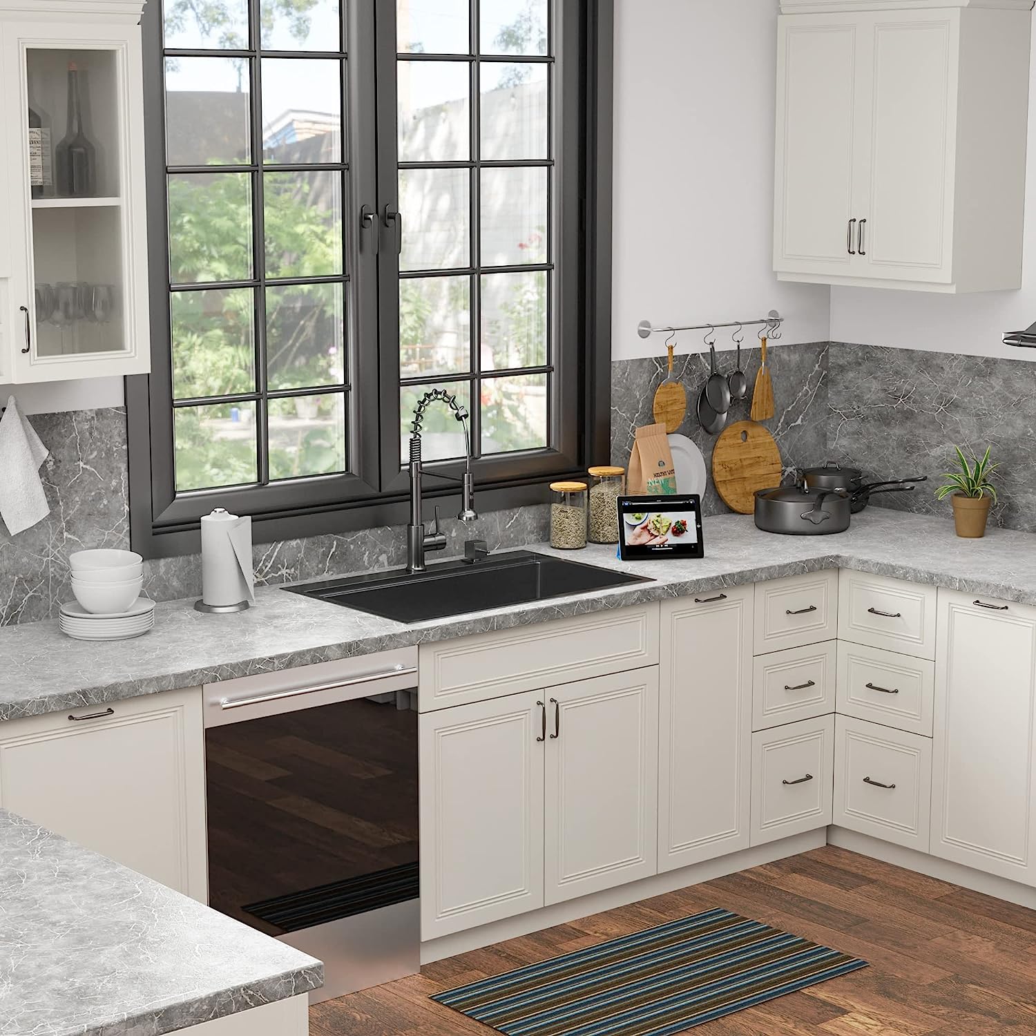 Sarlai 30in Topmount Gunmetal Black Stainless Steel Single Bowl Workstation Kitchen Sink