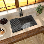 Sarlai 30in Undermount Single Bowl Gunmetal Black Stainless Steel Kitchen Sink