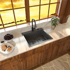 Sarlai 25in Drop In Gunmetal Black Single Bowl Stainless Steel Kitchen Sink