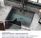 Sarlai 28'' Stainless Steel Topmount Gunmetal Black Single Bowl Kitchen Sink