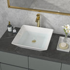 Sarlai 16'' x 16'' White Ceramic Modern Square Vessel Bathroom Sink