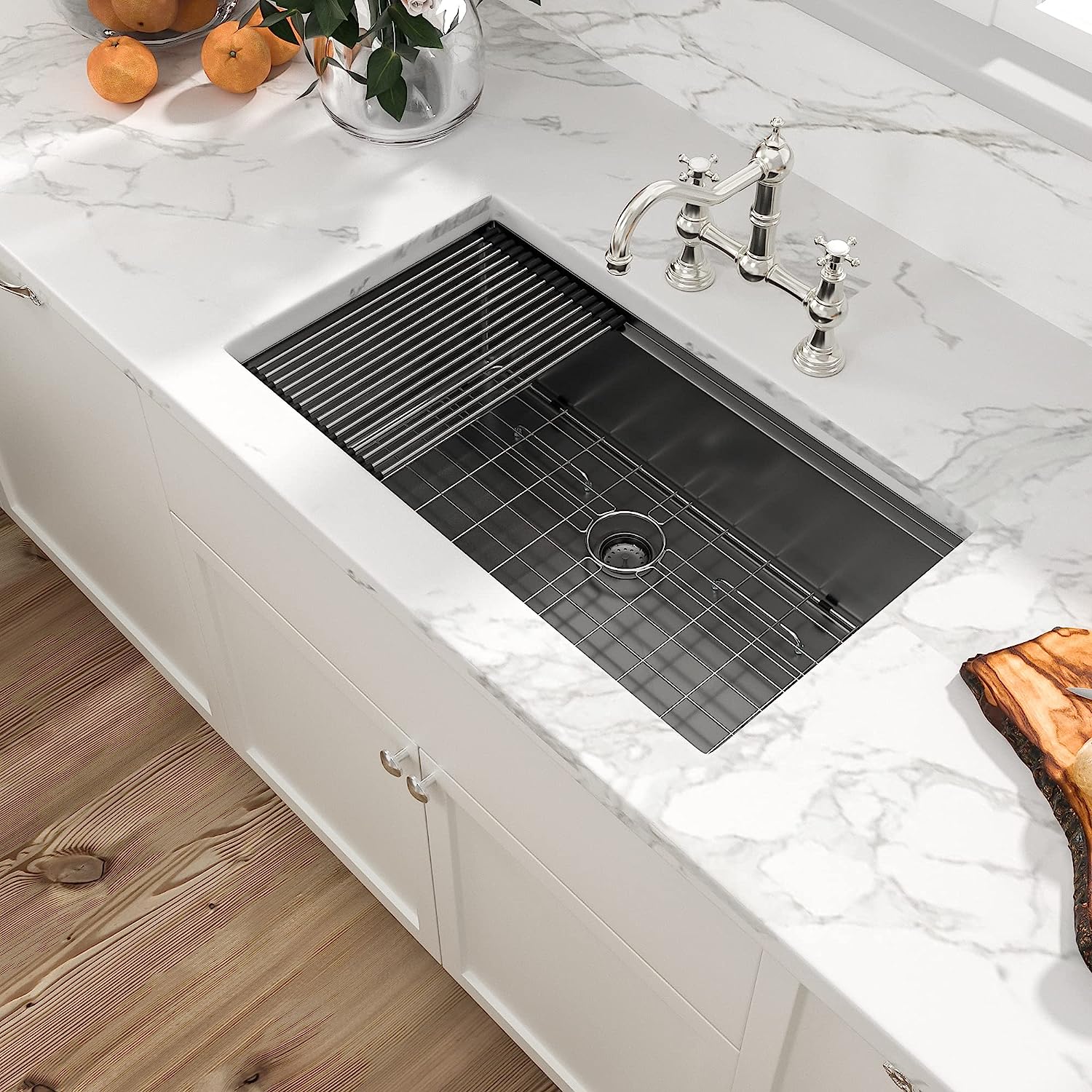 Sarlai 30'' Stainless Steel Black Single Bowl Workstation Kitchen Sink