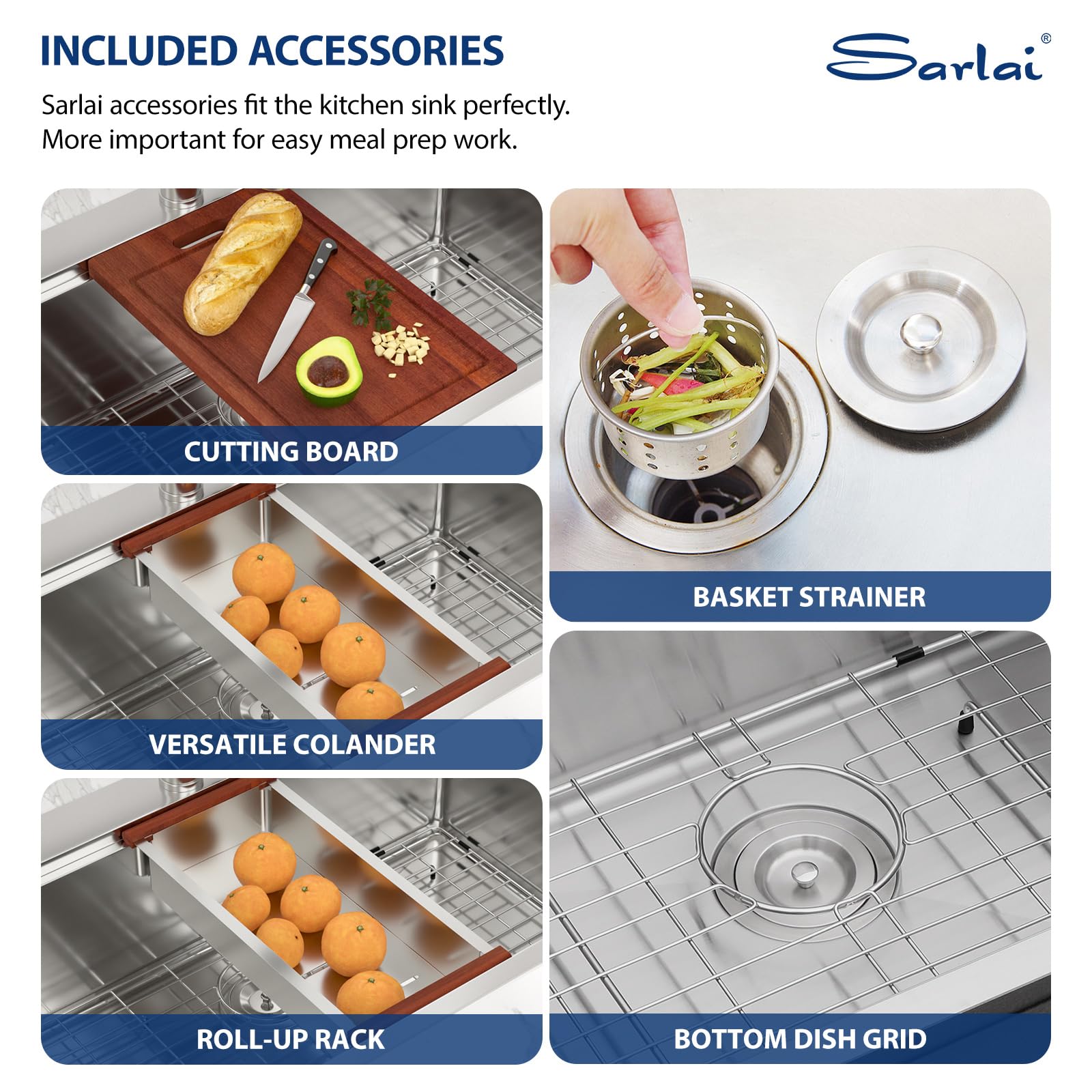 Sarlai 33'' x 22'' Topmount Double Bowl 60/40 Workstation Stainless Steel Kitchen Sink