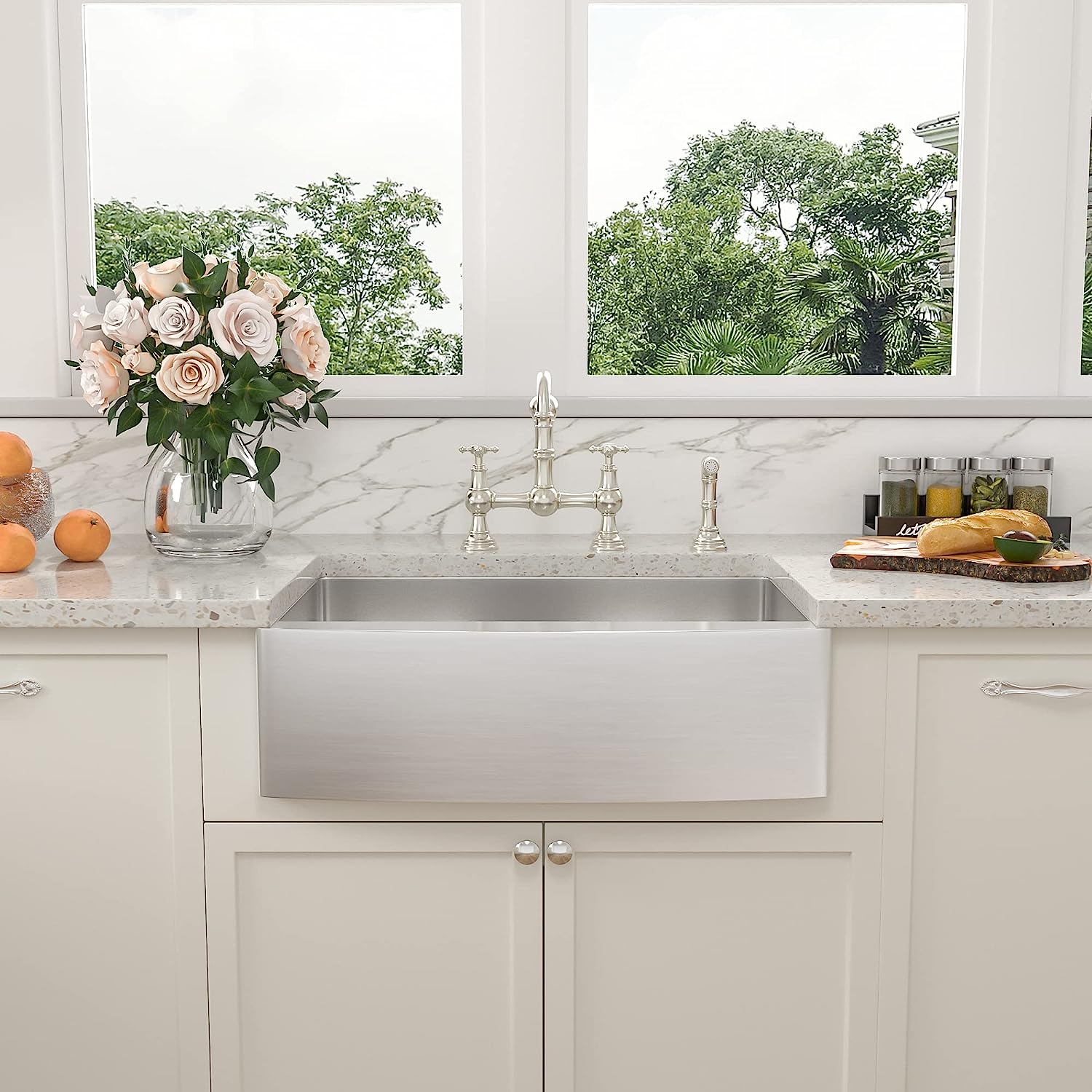 Sarlai 30'' x 21'' Stainless Steel Single Bowl Apron Front Farmhouse Sink