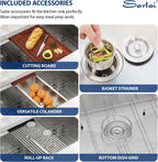 Sarlai 36in Undermount Double Bowl  60/40 Low Divide Workstation Stainless Steel Kitchen Sink