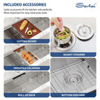 Sarlai 45''x19'' Extra Large Undermount Workstation Kitchen Sink, 16 Gauge Stainless Steel Deep Single Bowl Under Counter Basin
