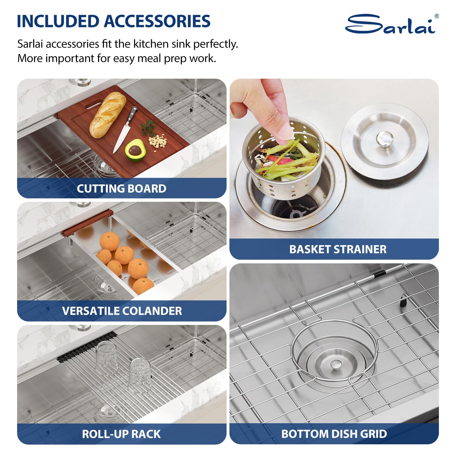 Sarlai 45''x19'' Extra Large Undermount Workstation Kitchen Sink, 16 Gauge Stainless Steel Deep Single Bowl Under Counter Basin