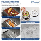 Sarlai 30'' x 19'' Undermount 60/40 Low Divided Stainless Steel Workstation Kitchen Sink