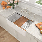 Sarlai 33'' White Apron Front Ceramic Workstation Fireclay Farmhouse Sink