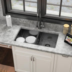 Sarlai 33in Undermount Double Basin 50/50 Gunmetal Black Stainless Steel Kitchen Sink
