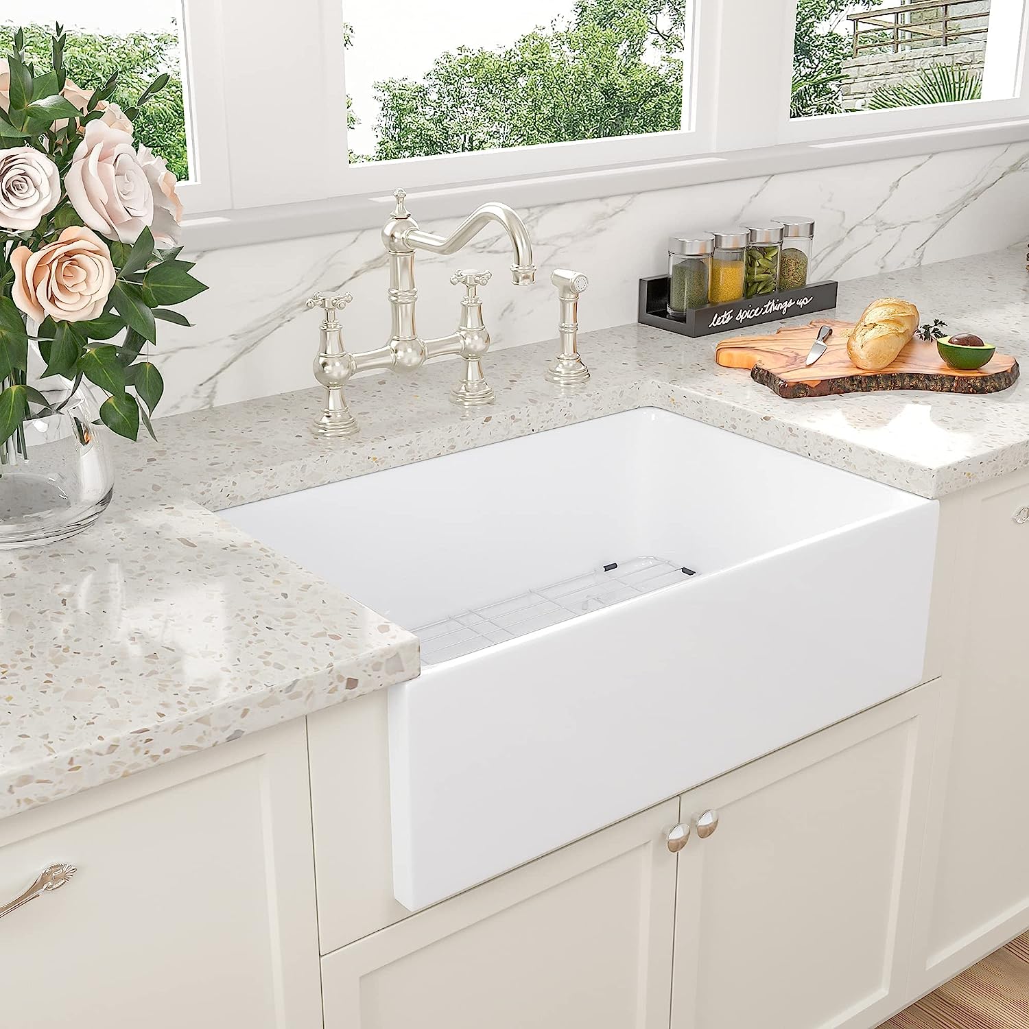Sarlai 30'' x 20'' Ceramic Porcelain Single Bowl Apron-Front Fireclay Farmhouse Sink Secondary image