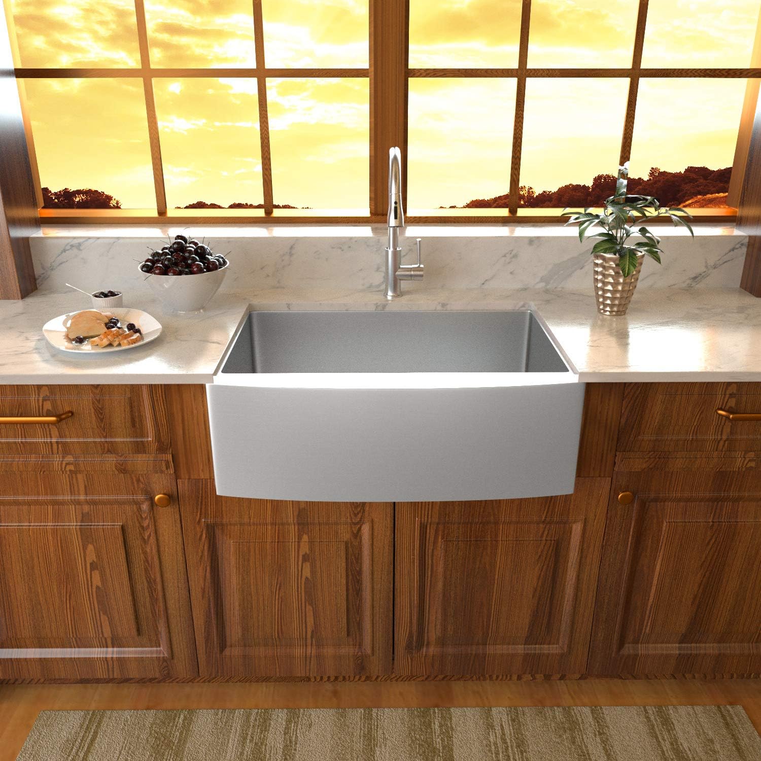 Sarlai 33'' x 21'' Stainless Steel Apron Front Single Bowl Farmhouse Sink Secondary image