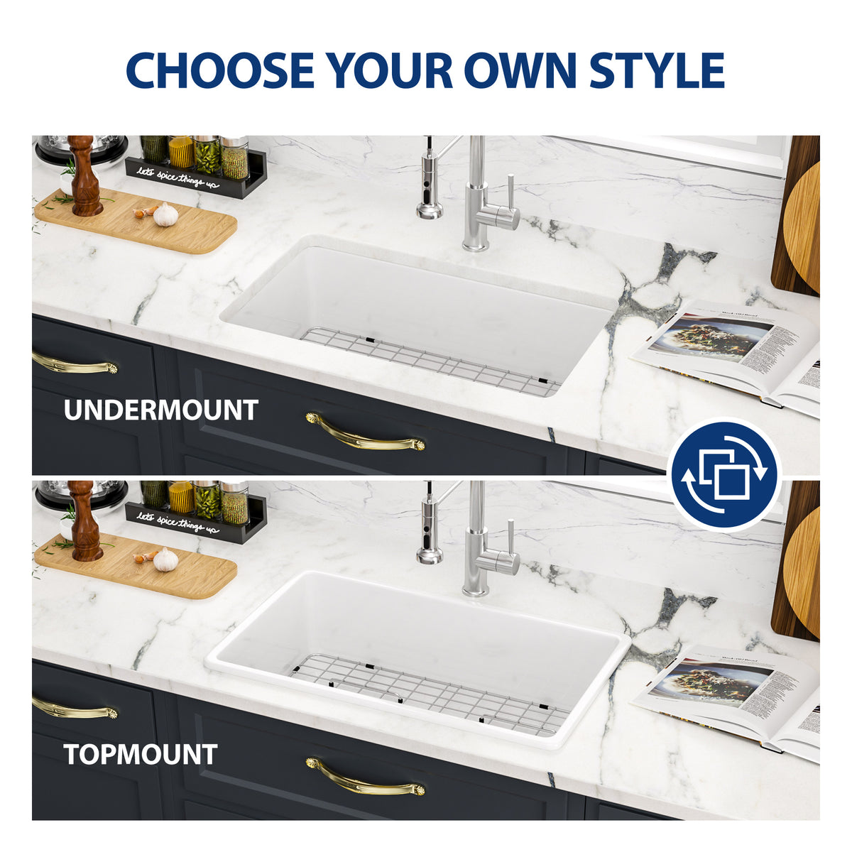 Sarlai 32in White Undermount Single Bowl Fireclay Ceramic Kitchen Sink