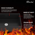 Sarlai 33''x20'' Black Reversible Apron Fireclay Workstation Farmhouse Sink