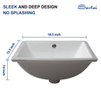 Sarlai 18.5''Rectangular White Ceramic Undermount Bathroom Sink