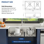Sarlai 36'' Undermount Kitchen Sink 16 Gauge Stainless Steel 60/40 Double Bowl with Low Divider