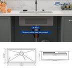 Sarlai 33'' Gunmetal Black Waterfall Workstation Sink - 16 Gauge Undermount Single Bowl with Pull-Down Faucet