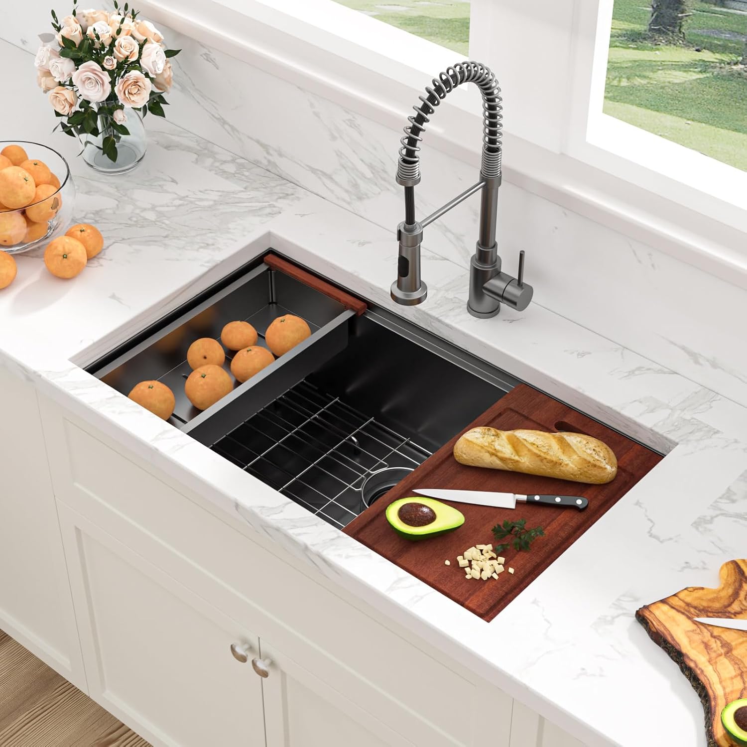 Sarlai 30'' Stainless Steel Black Single Bowl Workstation Kitchen Sink Secondary image