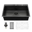 Sarlai 30''x22'' Gunmetal Black Drop In Workstation Kitchen Sink 16 Gauge Nano Stainless Steel Single Bowl Topmount Sink with Accessories