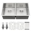 33 Kitchen Sink Double Bowl - Sarlai 33 inch Undermount Sink Gunmetal Black Double Basin 50/50 16 Gauge Stainless Steel Undermount Kitchen Sink Basin