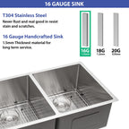 33 Kitchen Sink Double Bowl - Sarlai 33 inch Undermount Sink Gunmetal Black Double Basin 50/50 16 Gauge Stainless Steel Undermount Kitchen Sink Basin