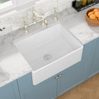Sarlai 30in White Apron Front Single Bowl Ceramic Porcelain Fireclay Farmhouse Kitchen Sink