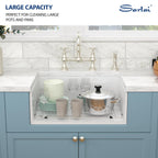 Sarlai 30in White Apron Front Single Bowl Ceramic Porcelain Fireclay Farmhouse Kitchen Sink