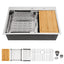 Sarlai Patent Dual Tier Workstation Sink 33 Inch, T304 16 Gauge Stainless Steel Undermount Kitchen Sink