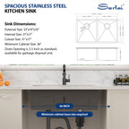 Sarlai 33in Black Undermount Double Bowl Stainless Steel Workstation Kitchen Sink