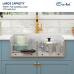 Sarlai 33'' x 20'' White Apron Front Ceramic Double Basin Fireclay Farmhouse Sink