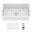 Sarlai White Ceramic Undermount Single Bowl Fireclay Farmhouse Sink