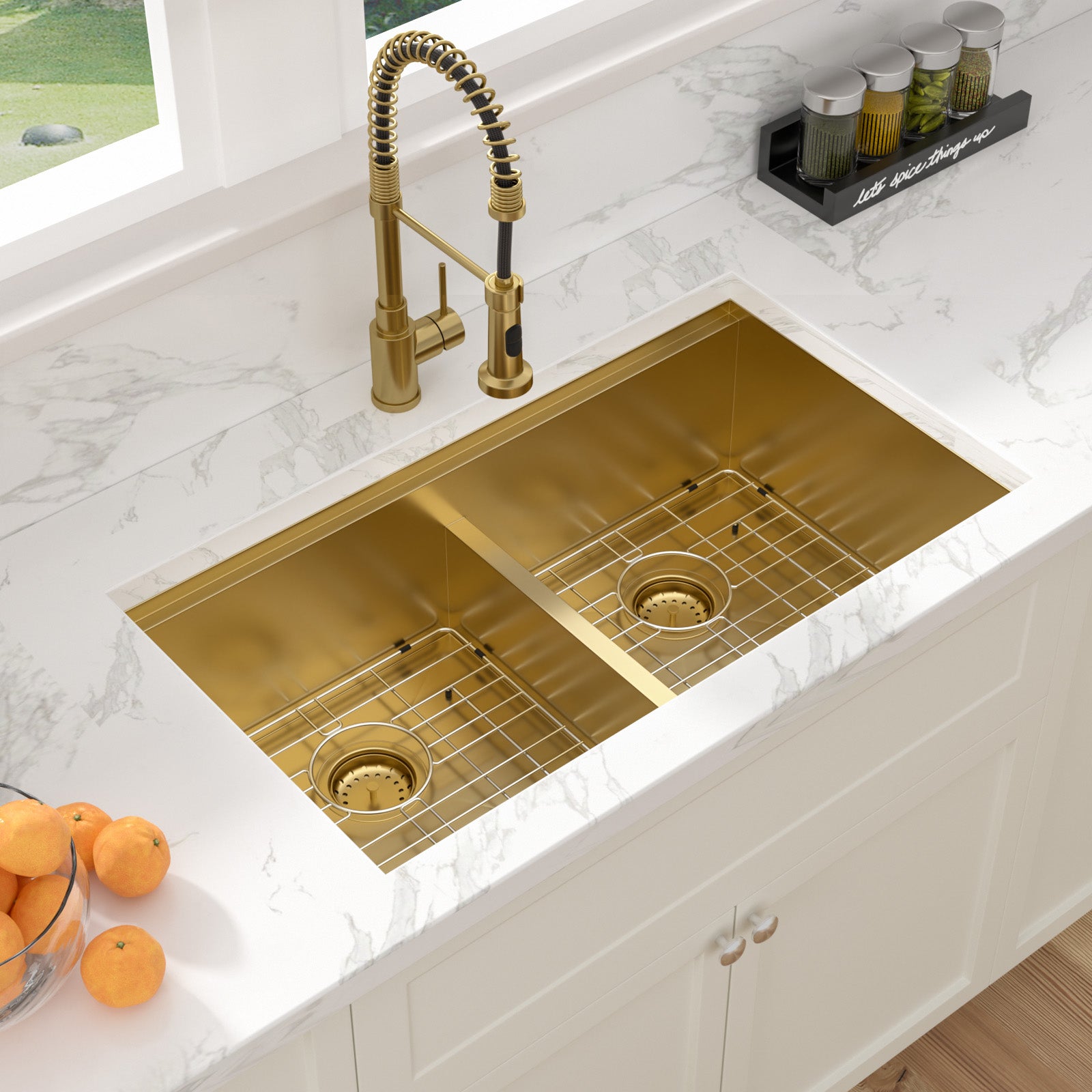 Sarlai 33'' Honeycomb Nano Undermount Single Bowl Stainless Steel Workstation Kitchen Sink