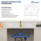Sarlai 33'' Honeycomb Nano Undermount Single Bowl Stainless Steel Workstation Kitchen Sink