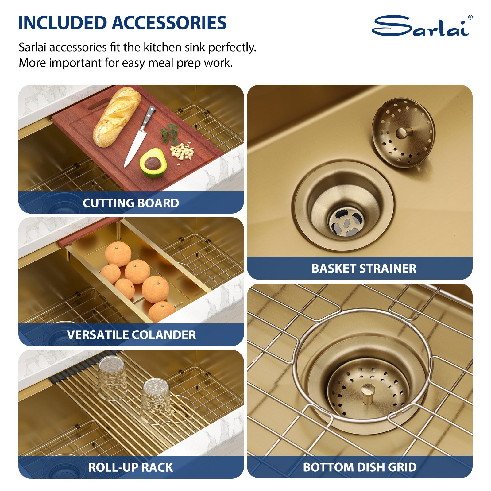 Sarlai 33'' Honeycomb Nano Undermount Single Bowl Stainless Steel Workstation Kitchen Sink