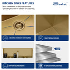 Sarlai 33'' Honeycomb Nano Undermount Single Bowl Stainless Steel Workstation Kitchen Sink