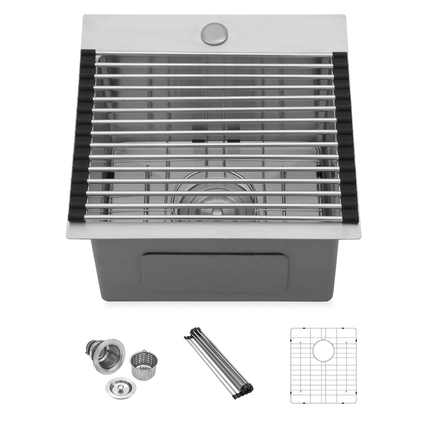 Sarlai 15in Topmount Single Bowl Stainless Steel Bar Sink