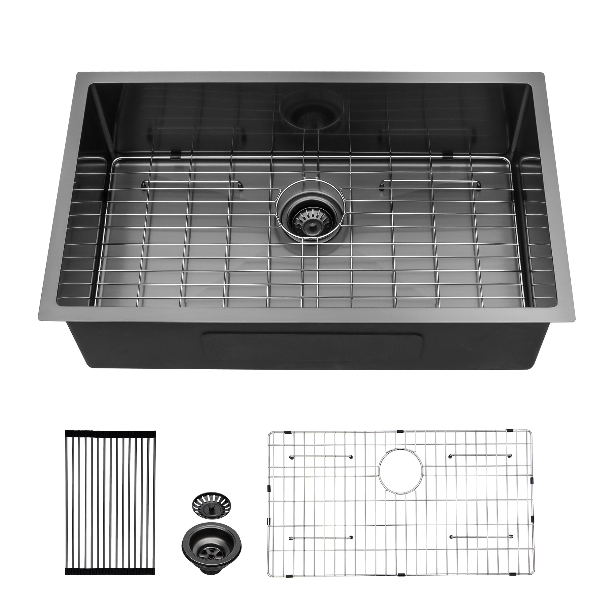 Sarlai 33'' Stainless Steel Single Bowl Gunmetal Black Undermount Kitchen Sink Main image