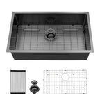 Sarlai 33'' Stainless Steel Single Bowl Gunmetal Black Undermount Kitchen Sink