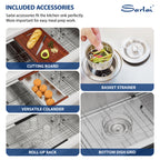 Sarlai 36in Stainless Steel Single Bowl Undermount Apron Front Workstation Farmhouse Sink
