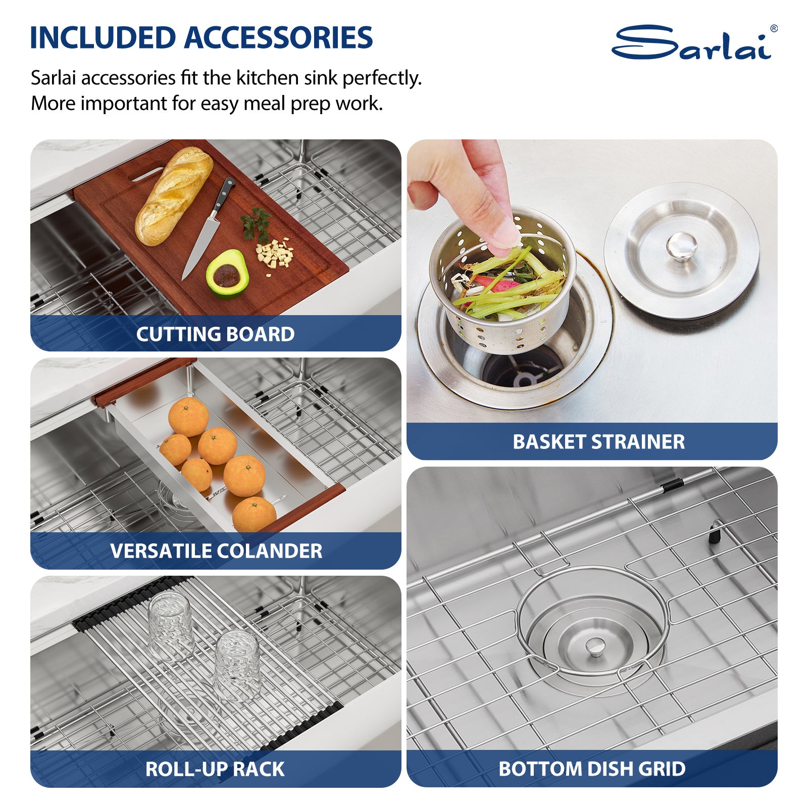 Sarlai 36in Stainless Steel Single Bowl Undermount Apron Front Workstation Farmhouse Sink