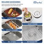Sarlai 27 inch Durable 16 Gauge Stainless Steel Single Bowl Ledge Workstation  Undermount Kitchen Sink with Accessories