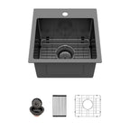 Sarlai 15'' x 15'' Drop In Prep RV Single Bowl Stainless Steel Bar Sink