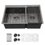 Sarlai 33in Undermount Double Basin 50/50 Gunmetal Black Stainless Steel Kitchen Sink