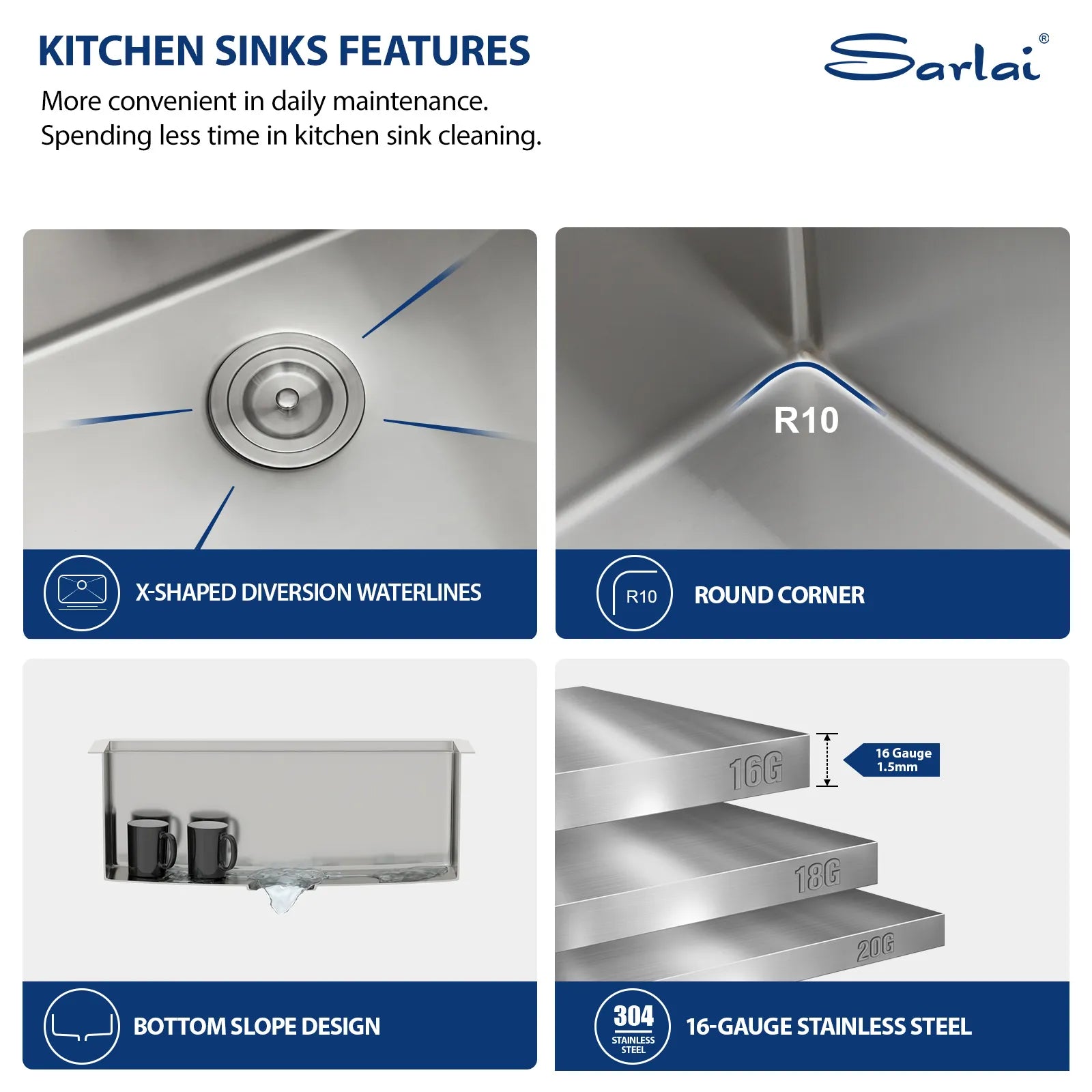 Sarlai 27 inch Durable 16 Gauge Stainless Steel Single Bowl Ledge Workstation  Undermount Kitchen Sink with Accessories