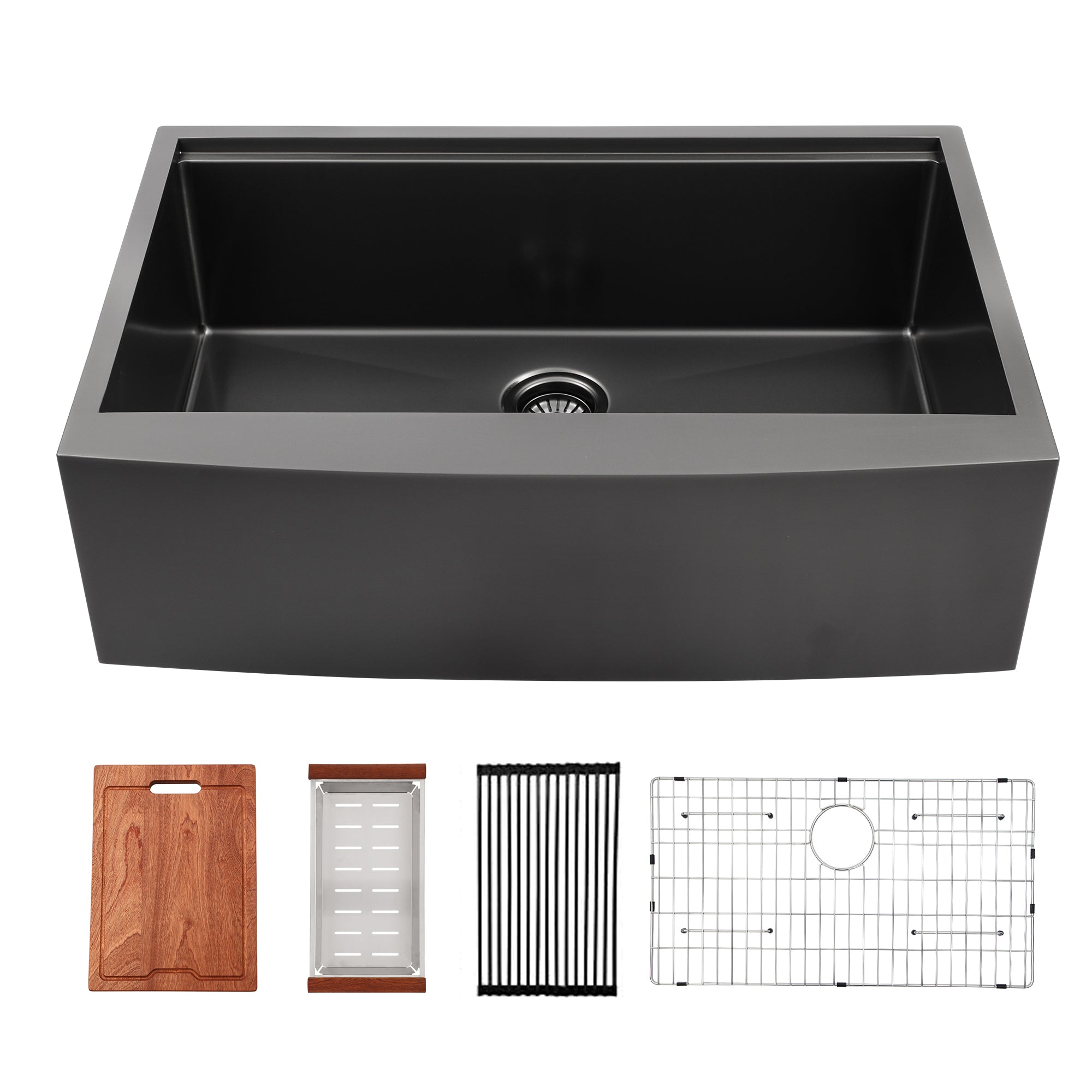 Sarlai 36'' x 22'' Black Stainless Steel Apron Front Workstation Farmhouse Sink Main image
