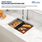 Sarlai 27 inch Durable 16 Gauge Stainless Steel Single Bowl Ledge Workstation  Undermount Kitchen Sink with Accessories